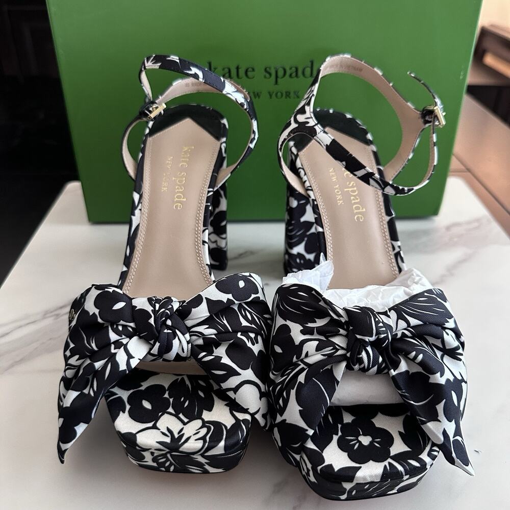 Kate Spade Lucie Tropical Foliage Silk Platform Sandals Size 9.5 $248